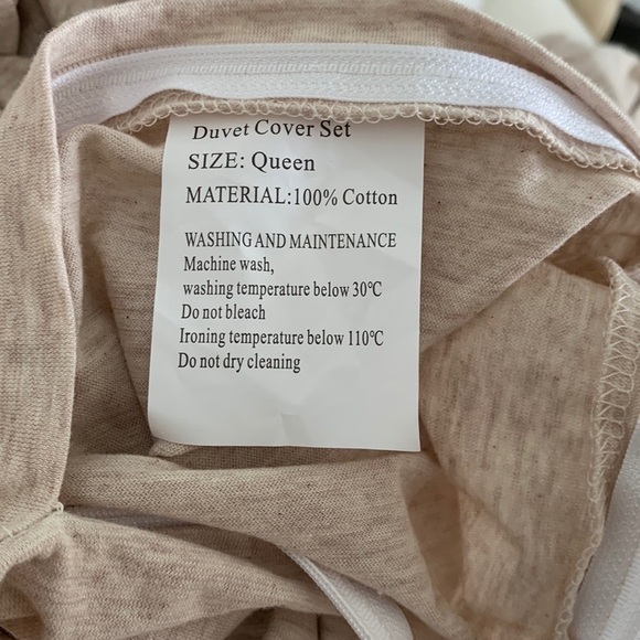 Duvet cover set of 3‎ pieces stretching beige queen - Picture 2 of 7